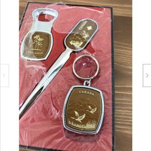 Vtg Souvenir Saskatchewan Canada Keychain, Letter & Bottle Opener Maple Leaf